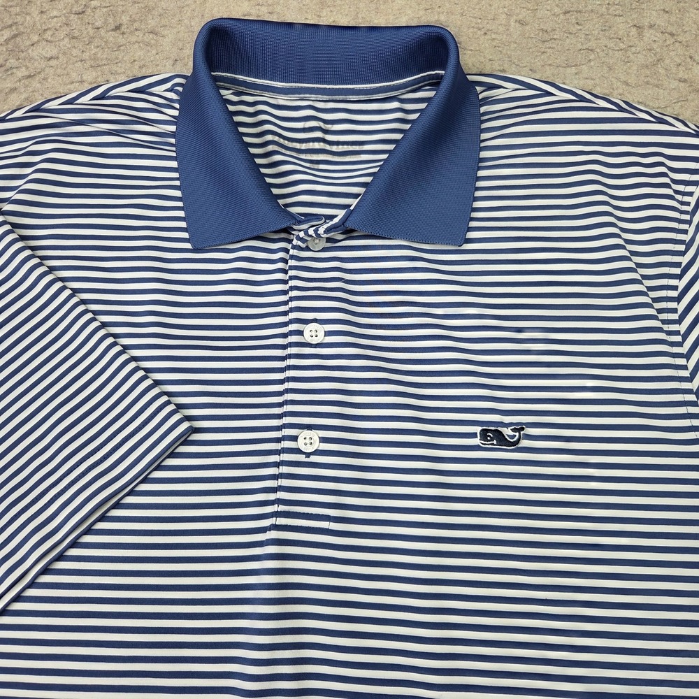 Vineyard Vines Carolina Tarheels Performance Golf Polo Shirt Mens M Blue Striped